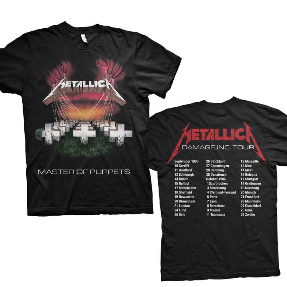 Metallica M Master Of Puppets European Tour 86'  Maglietta