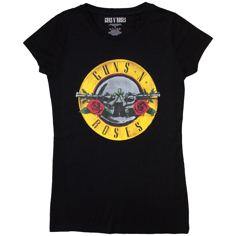 Guns N Roses M Skinny Lady Bullet Logo Maglietta 