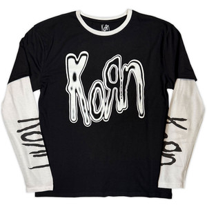 Korn M Logo Metallico Maglietta Maniche Lunghe