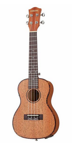 Cascha Ukulele E-Concert Mahogany + Borsa