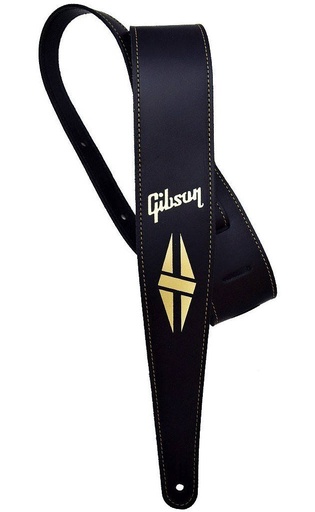 [tracolla cinghia] Gibson Strap Leather Black Split Diamond