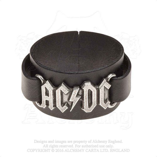 [HRWL446] AC/DC Logo Bracciale in cuoio