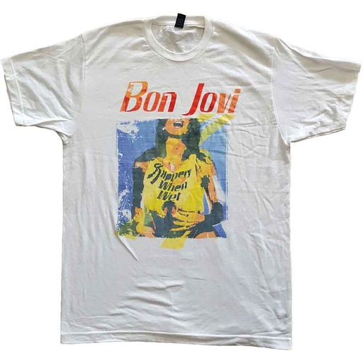[BONJTS06MW02] BonJovi M Slippery When Wet Original Cover Maglietta